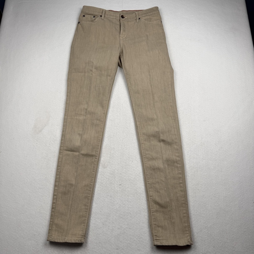 Raleigh Denim Jeans Mens 30 Beige Skinny Thin Fit White Oak Cone Denim Made USA